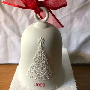 White porcelain 2008 Halmark Christmas Bell